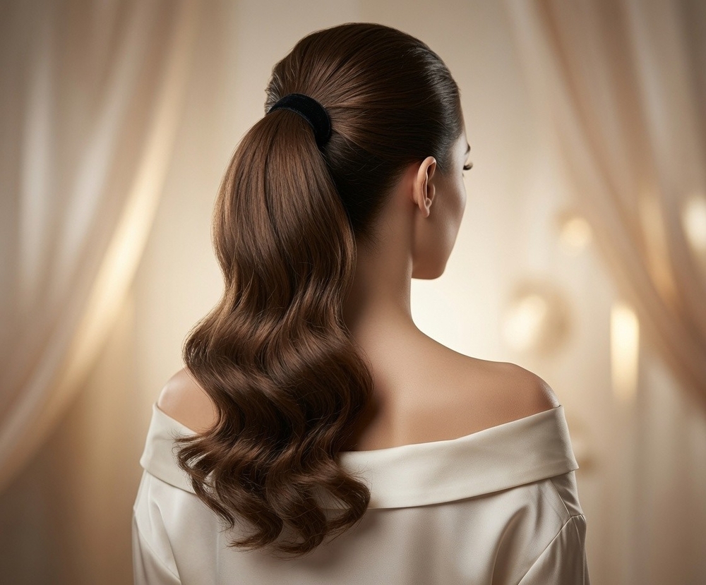 Long Wavy Wrap Around Ponytail Hair Extension 22" Chestnut Brown Never Used